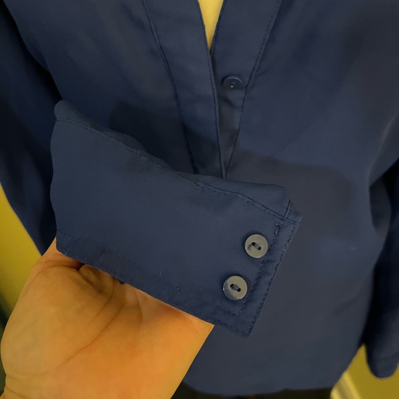 Rose and Olive royal Blue plunge, deep V blouse large - Picture 6 of 10